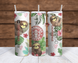 sloth starbucks sublimation tumbler wrap 300dpi 20oz -30oz straight wrap  included