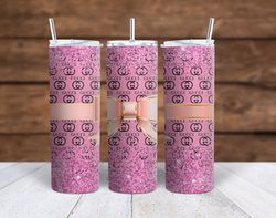 pink glitter gucci tumbler wrap 300dpi 20oz -30oz straight wrap  included