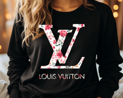 designer louis vuitton white with delicate flowers logo design- sublimation png 300dpi