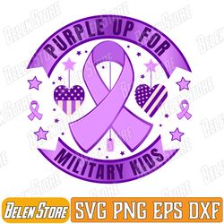 purple up for military kids military child month svg, military child awareness svg, ribon purple up for military kids sv