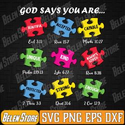 god say you are autism christian jessus bible verse religious svg, christian autism svg, bible verse religious autism sv