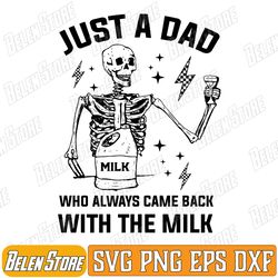 just a dad who always came back with the milk svg, funny father's day svg, just a dad who always came back with the milk