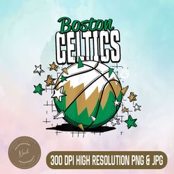 nba boston celtics png, basketball doodle stars png, funny ball png, digital file, png high quality, sublimation