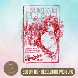 mountain fresh rainier png, vintage beer png, digital file, png high quality, sublimation, instant download