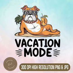 vacation mode png, beach pug dog png, funny dog png, digital file, png high quality, sublimation, instant download