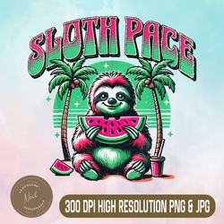 summer sloth pace png, digital file, png high quality, sublimation, instant download