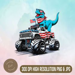 dinosaur monster truck png, dino 4th of july png, american flag png,digital file, png high quality, sublimation