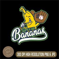 funny let's go bananas png, cute banana play sport png, digital file, png high quality, sublimation, instant download