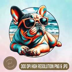 frenchie beach bum png, gift for french bulldog png, owner graphic png,digital file, png high quality, sublimation