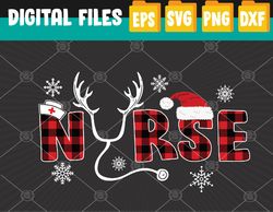 christmas nurse buffalo plaid christmas nursing healthcare svg, eps, png, dxf, digital download