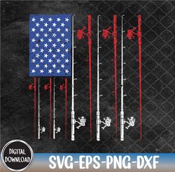 american flag fishing rod fishing lover funny svg, eps, png, dxf, digital download