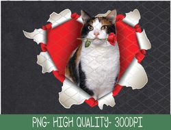 Funny Siamese Cat & Rose Flower In Heart Valentine's Day PNG, Sublimation Design