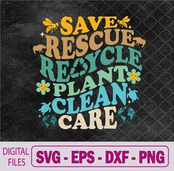 retro groovy save bees rescue animals recycle fun earth day svg, png, digital download