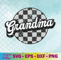 funny retro checkered grandma race vintage matching family svg, png, digital download