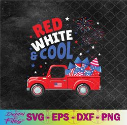 4th of july red white & cool truck american flag firework svg, png, digital download