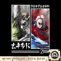 nintendo zelda link and ghirahim water color panel png, digital download, instant png, digital download, instant