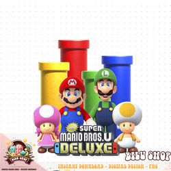 super mario bros u character and warp pipe portrait logo png download