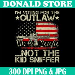 i'm voting for the outlaw not the kid sniffer png, vintage american flag png, digital file, png high quality