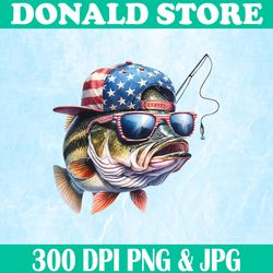 bass fish png, hat usa flag fishing png, 4th july png,digital file, png high quality, sublimation, instant download