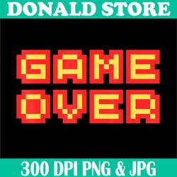 game over png, red yellow png, retro arcade video gaming png,digital file, png high quality, sublimation