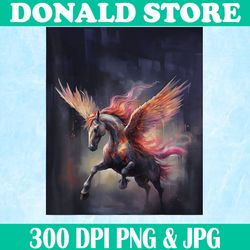 dark fantasy alicorn png, flying horse png, almost unicorn png,digital file, png high quality, sublimation