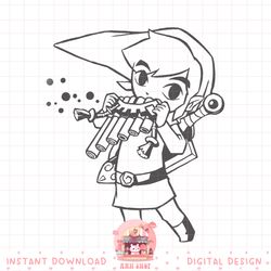 nintendo zelda young link _ flute cartoon line art png, digital download, instant png, digital download, instant