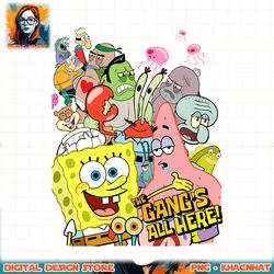 spongebob squarepants the gangs all here! png, digital download, instant