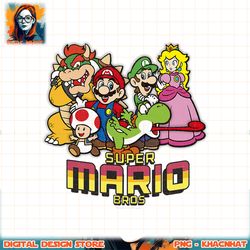 super mario retro distressed group shot graphic png, digital download, instant png, digital download, instant