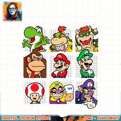 super mario retro grid group shot graphic png, digital download, instant png, digital download, instant