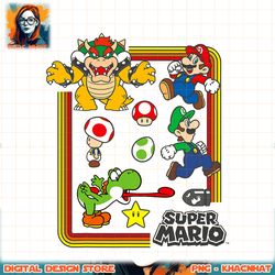 super mario retro group shot portrait graphic png, digital download, instant png, digital download, instant