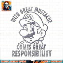 super mario with great mustache comes great responsibility tank top