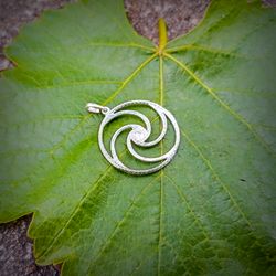 spiral silver necklace pendant,spiral silver jewellery,spiral in a circle necklace pendant,mens womens spiral jewelry