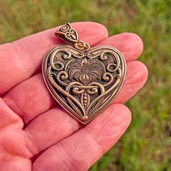 handmade heart shaped necklace pendant,vintage brass heart pendant,handmade ukraine jewelry,heart jewelry,valentines day