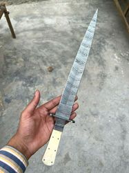 custom handmade damascus 17'' dagger knife with camel bone handle with sheath...