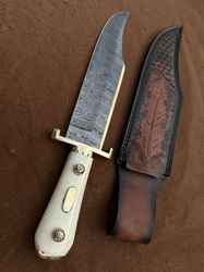 new handmade iron mistress bowie knife, bone handle , brass guard and pommel, gift for men, gift for hunters, anniversar