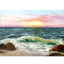 seascape oil painting sea painting original artwork small painting sea oil painting original painting small original art