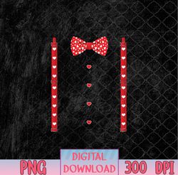 valentines day red hearts bow tie suspenders, valentines day png, png, sublimation design