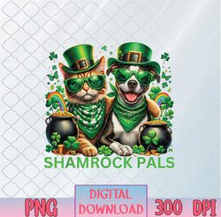 St. Patricks Day Dog and Cat Shamrock Pals 4 Adults, St. Patricks Day png, Dog and Cat png, PNG, Sublimation Design