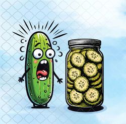 funny pickle surprise a cucumber and a jar of sliced pickles png design
