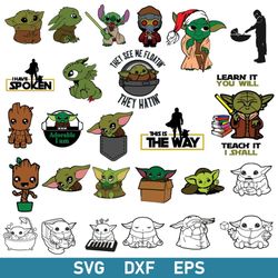 baby yoda bundle svg, baby yoda svg, star wars svg, avenger svg, dxf eps digital file