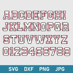 baseball letters and number svg, baseball font svg, sport letters svg, png dxf eps file