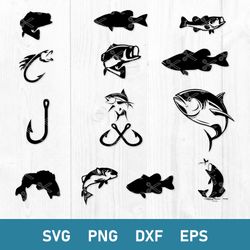 fish bundle svg, fish svg, fish sofishing svg, png dxf eps digital file