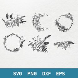 floral monogram bundle svg, floral monogram svg, floral flower svg, png dxf eps file