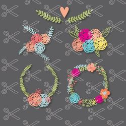 floral wreath bundle svg, floral wreath svg, floral wreath  clipart, floral wreath cricut svg, instant download