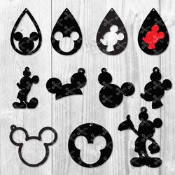 mickey earring svg, disney earring svg, mickey mouse svg, earring svg png dxf eps file