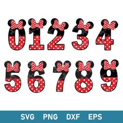 minnie numbers svg, minnie mouse svg, diney number svg, png dxf eps digital file