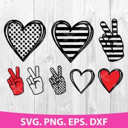 peace love bundle svg, peace love svg, heart love svg, png dxf eps digital file