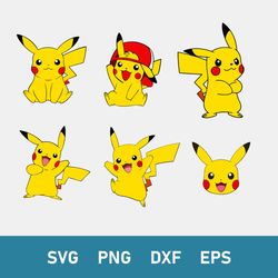 pikachu bundle svg, pikachu svg, pokemon svg, png dxf eps digital file