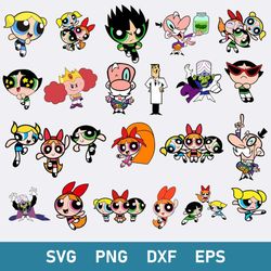 powerpuff girls bundle svg, superhero girl svg, cartoon svg, png dxf eps digital file