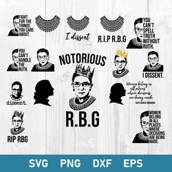 ruth bader ginsburg bundle svg, notorious rbg svg, rip rbg svg, png dxf eps file